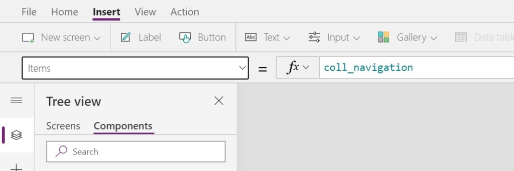 Screen shot of Power Apps studio